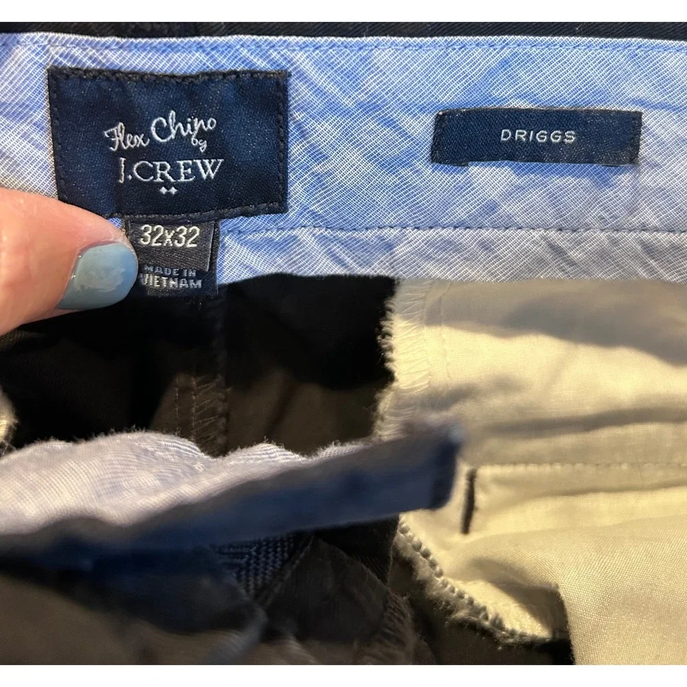 Lot of 2 J.Crew Flex Chino Driggs Slim Fit Pants Black & Grey 32x32 Mens Classic